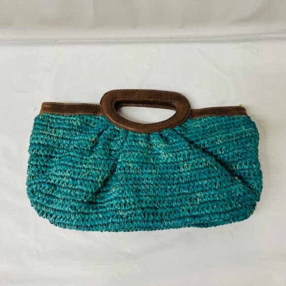 Florabella Raffia Clutch Bag in Blue- NEW - Picture 1 of 3